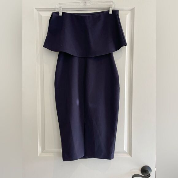EUC Likely navy blue strapless midi dress Sz. 2 - Picture 2 of 5